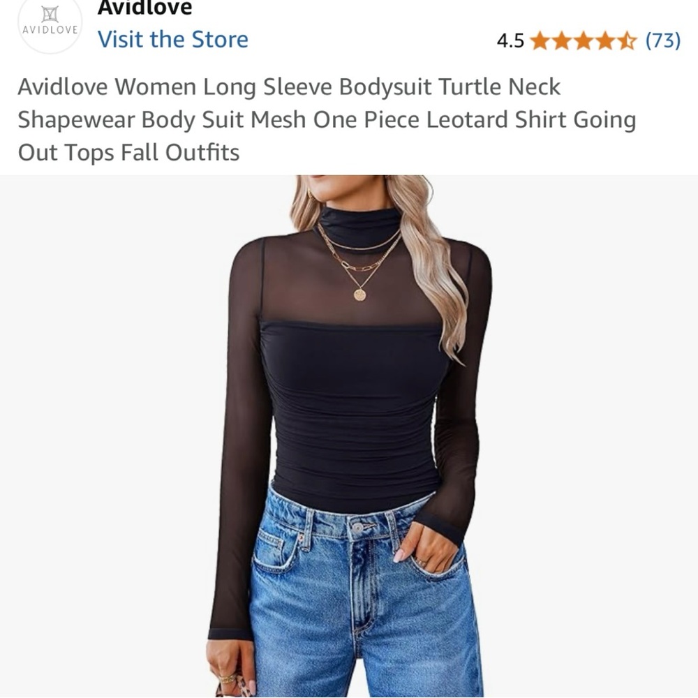 Black Mesh Fitted Long Sleeve Bodysuit
